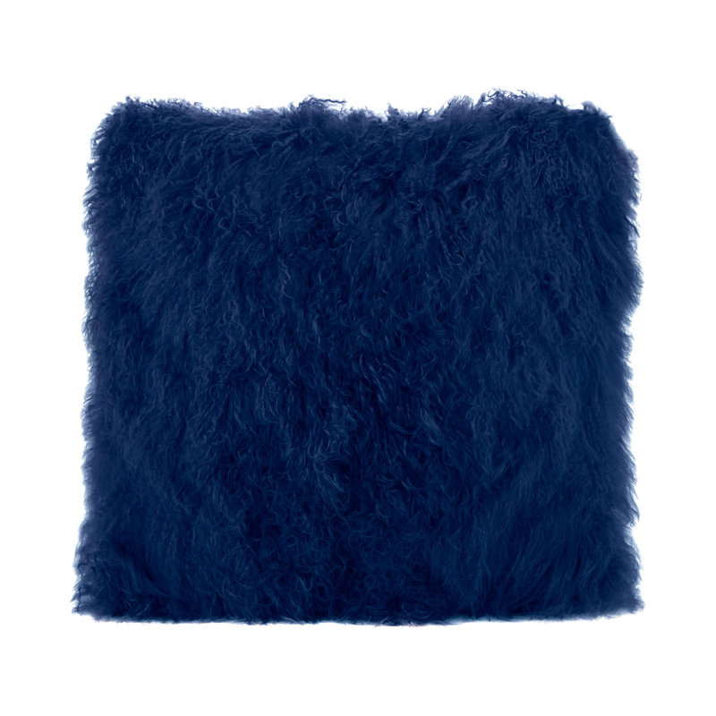 Tibetan Lamb Sheepskin Pillow by Outpost Original, 22" x 22", Navy
