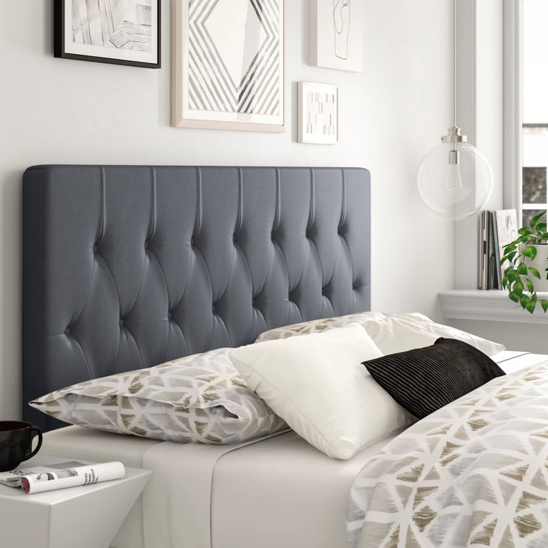 Clique Upholstered Button-tufted Headboard, Queen, Smoke