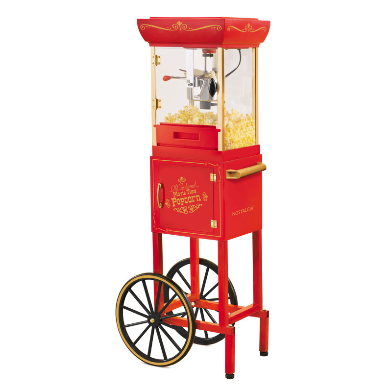 Nostalgia 2.5-ounce Popcorn Cart - 48 Inches Tall - Red, Red