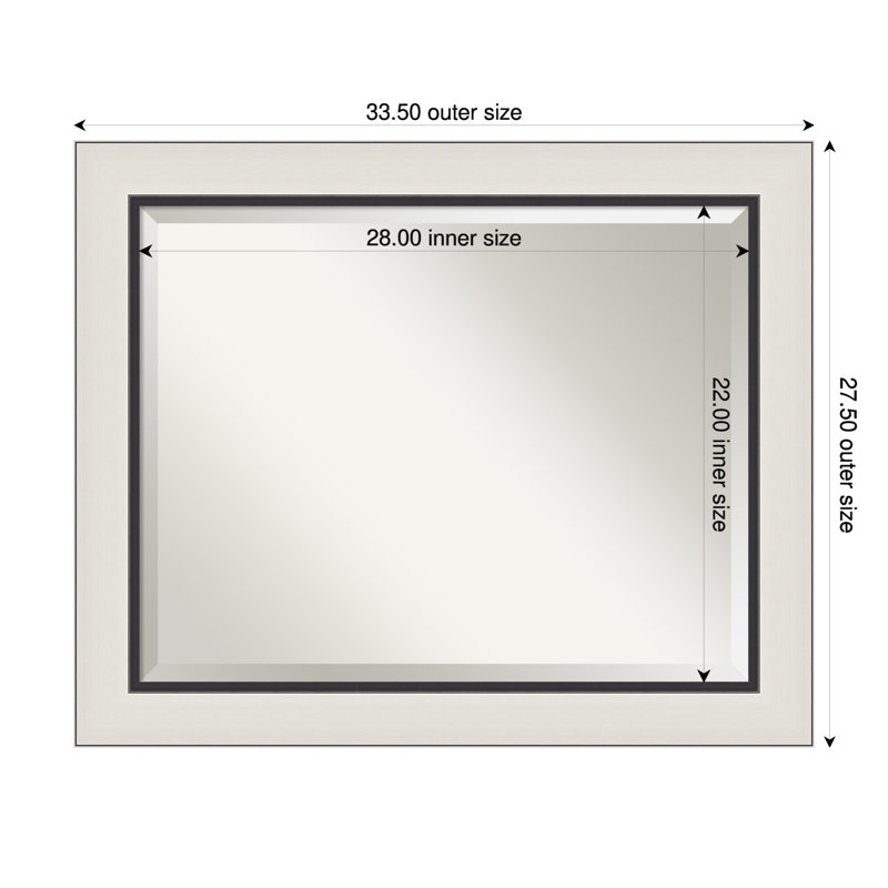 Ellie Beveled Framed Wall Mirror, 27.5" x 33.5", Silver Black