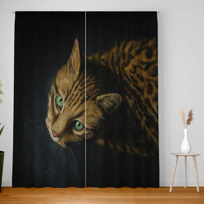 Bengal Cat Blackout Curtains Pair - Stylish Home Decor
