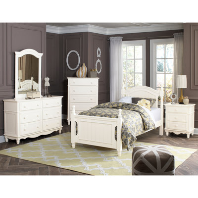 Lit double en bois pleine grandeur blanc traditionnel avec lattes et tête de lit classique pour et
