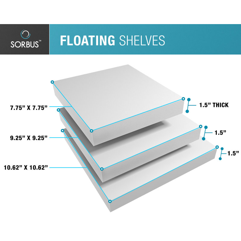 Suad 3 Piece Square Floating Shelf, White