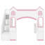 Lit mezzanine en bois pour enfants avec escalier de rangement, bureau, fenêtres, tablettes et lumières DEL pour enfants-128625784