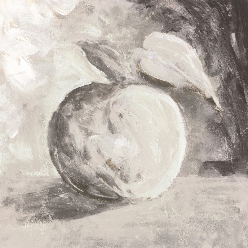 Apple In Black And White - Wrapped Canvas Print, 30cm H x 30cm W