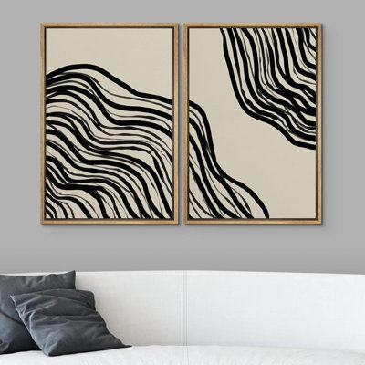 Linear Geometry " Gray And White Embossed Effect Tropical Jungle Banana Leaves " 2 - Pieces