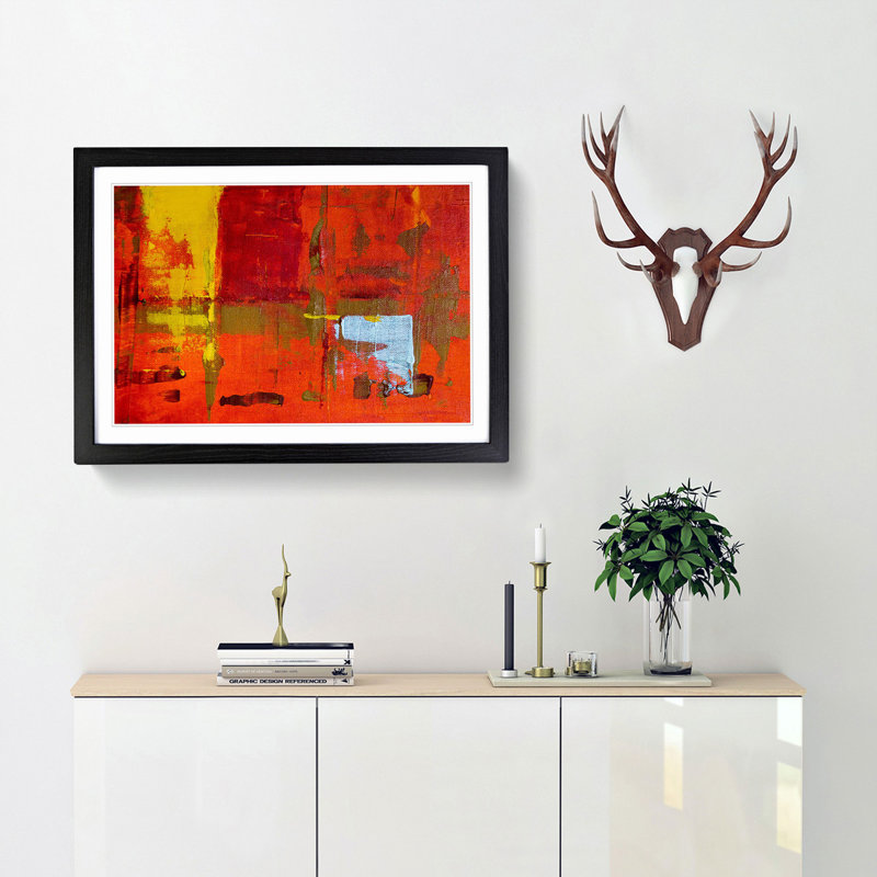 Abstract Art Painting Vol.447 by S.Johnson - Picture Frame Painting Print, 48cm H x 65cm W x 2cm D, Black Framed