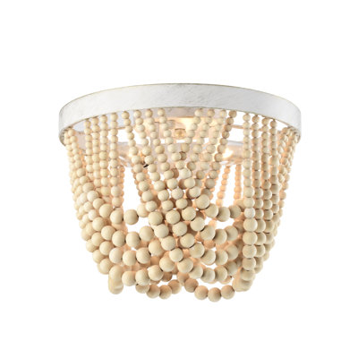 Plafonnier perle en bois 3 luminaires boho Lingt