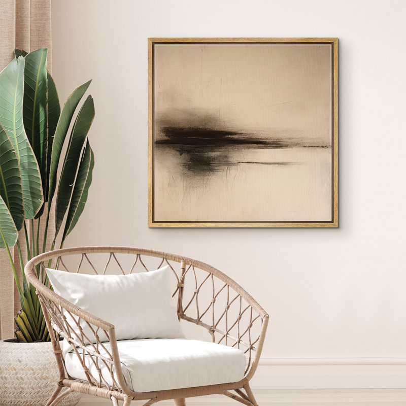Reproduction de paysage abstrait encadrée d'art mural sur toile pour un décor rétro, H 24 po x l 24 po, Naturel