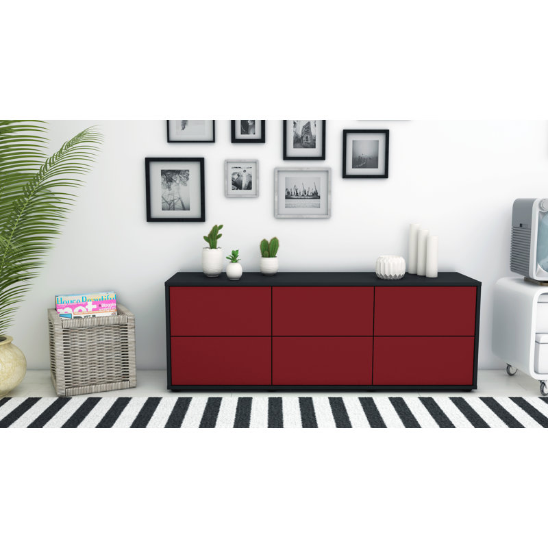 Wunderlich TV Stand, Red / Matte Anthracite