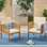 2Pcs Wood Outdoor Chairs With Deep Seating And Padding Wide Slots, Waterproof Cushion Middle Inner Filling
