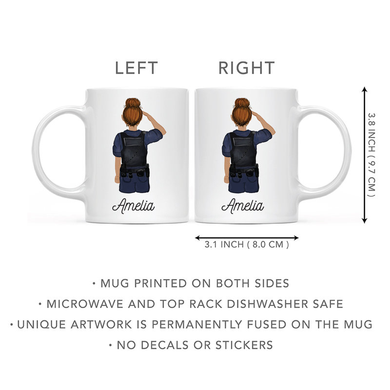 Tasse à café personnalisée, Oui, Jaune / brun, femme, agent de police 13