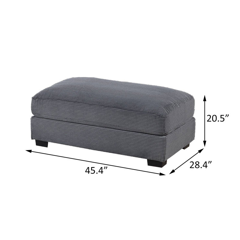 Repose-pieds en velours côtelé l 45,4 po, Gris