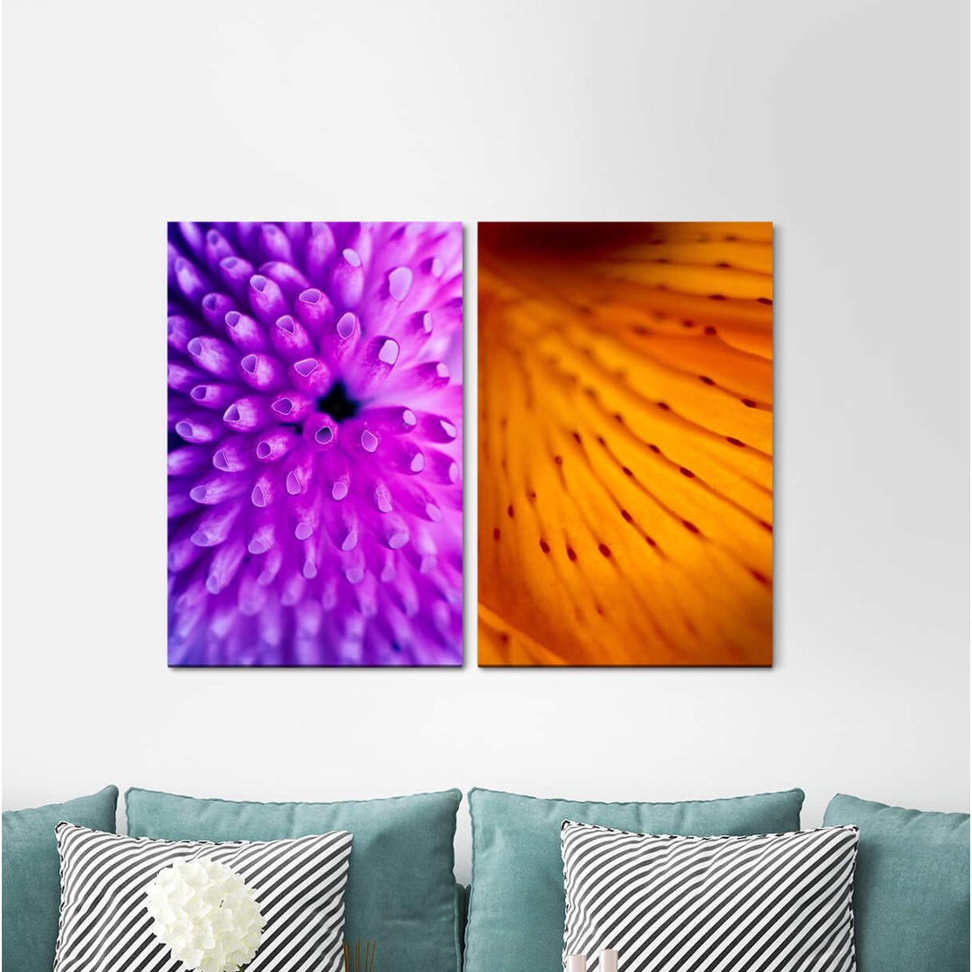 2-tlg. Leinwandbilder-Set - Fotografie „Coral Underwater Violet Orange Colourful”