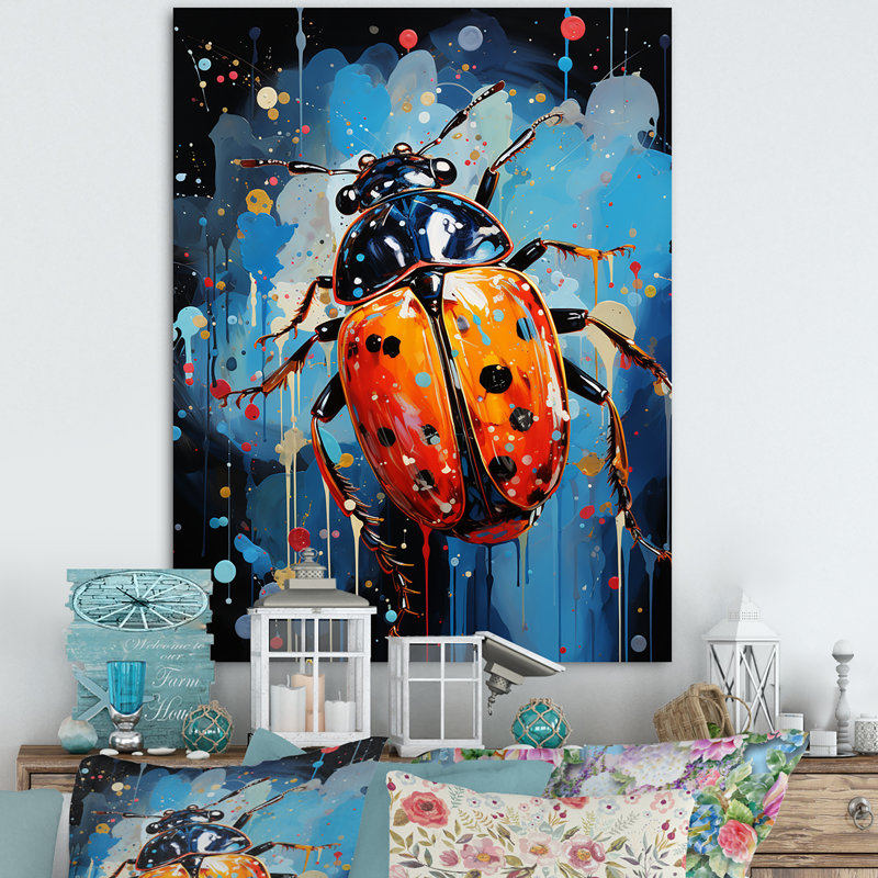 Art mural sur toile coccinelle, reproduction d'insectes de jardin - Pleins feux sur les coccinelles, Toile tendue