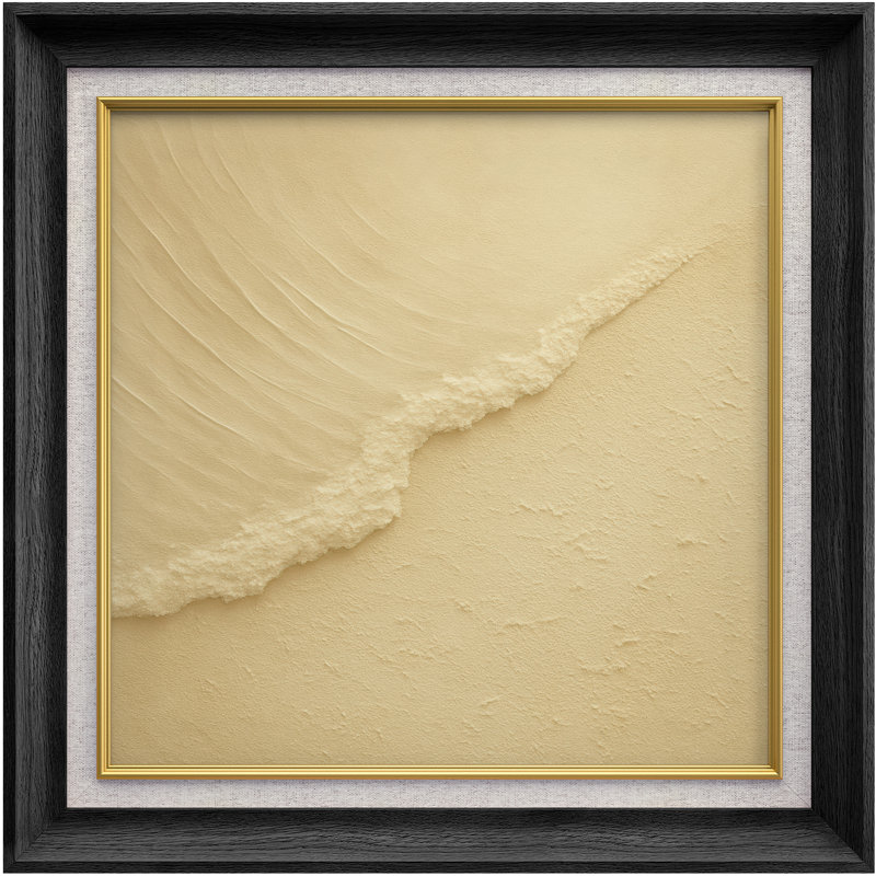 «Minimal Sand Edge Abstract Neutral Design», reproduction d'art sur toile encadrée, Cadre noir de qualité supérieure