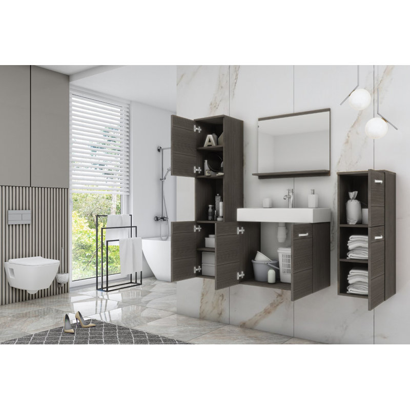 Saint-Leu 30Cm W x 132Cm H x 30Cm D Bathroom Storage Furniture Set, Bodega
