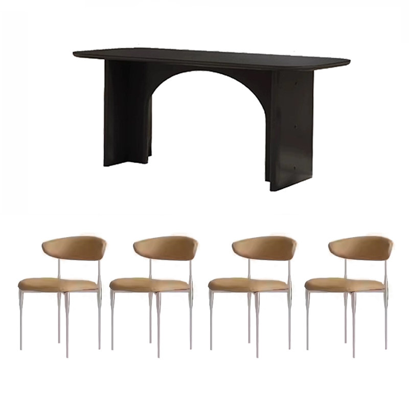 table de salle à manger et chaise de style, H 29,9 po x L 55,1 po x l 31,4 po, Noir