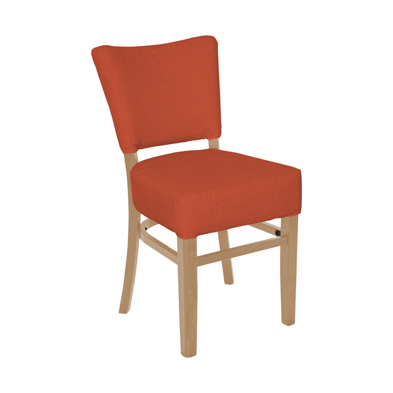 Chaise de restaurant rembourrée Madison, Orange brûlé, Bois naturel
