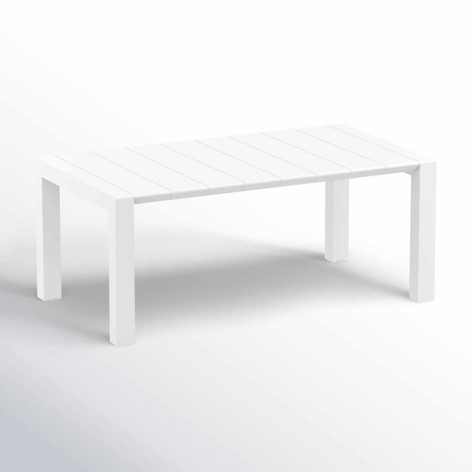 Spector 102" Extendable Patio Dining Table, White, 39" W x 70" L x 29.5" H