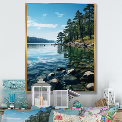 «Blue River Reflections Of Serenity I - Landscape & Nature Wall Art Living Room»