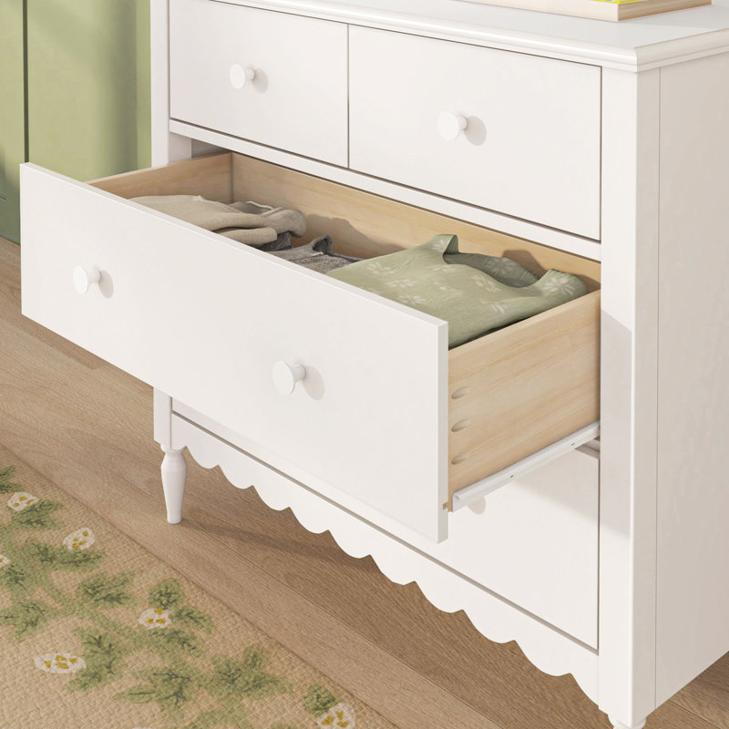 Commode 4 tiroirs Charlotte, lin blanc, Lin blanc