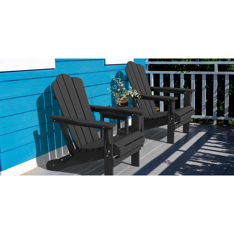 Wolak Foldable Outdoor Adirondack Chair, Black