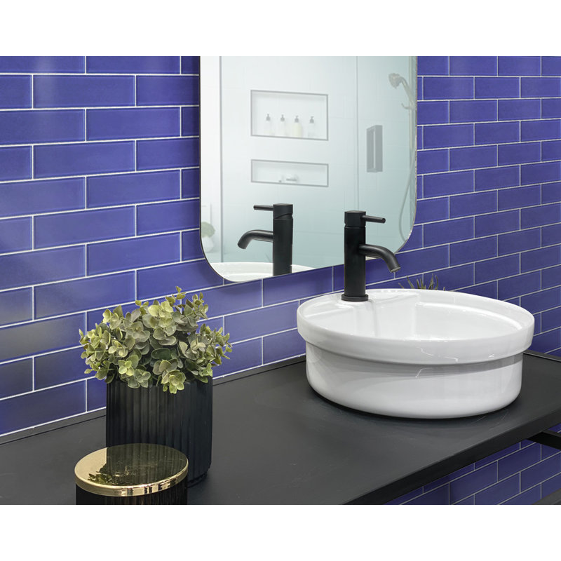 3"X 12" Matte Finished Glass Subway Tile, Blue