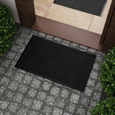 Easy clean, Waterproof Non-Slip Indoor/Outdoor Rubber Doormat, Black