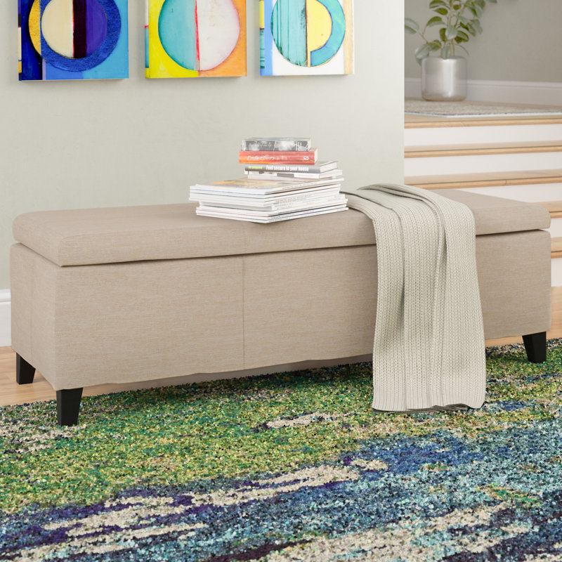 Connie Upholstered Ottoman, Sand Fabric