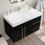 Meuble-lavabo flottant avec lavabo en céramique et plateau en faux marbre