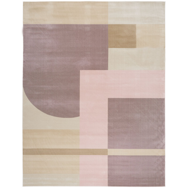 Aslin Geometric Pink/Light Purple Area Rug, Rectangle 12' x 15'