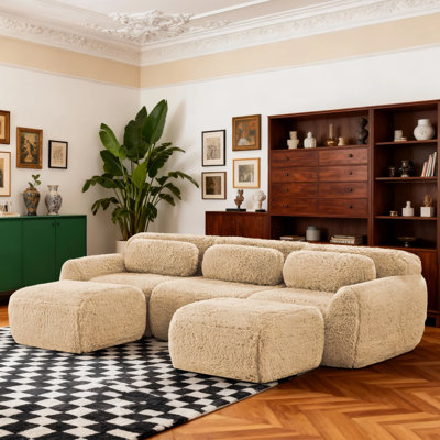 Canapé modulaire en U en forme de U avec deux repose-pieds et coussins de taille