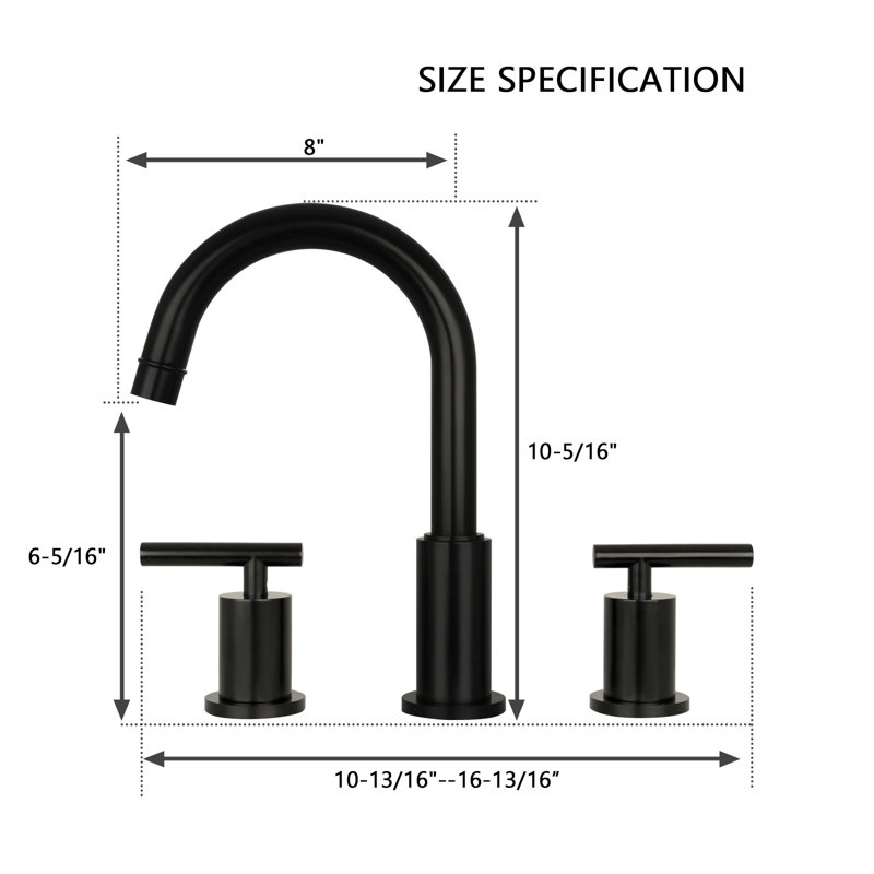 Widespread 2-handle Bathroom Faucet, Matte Black