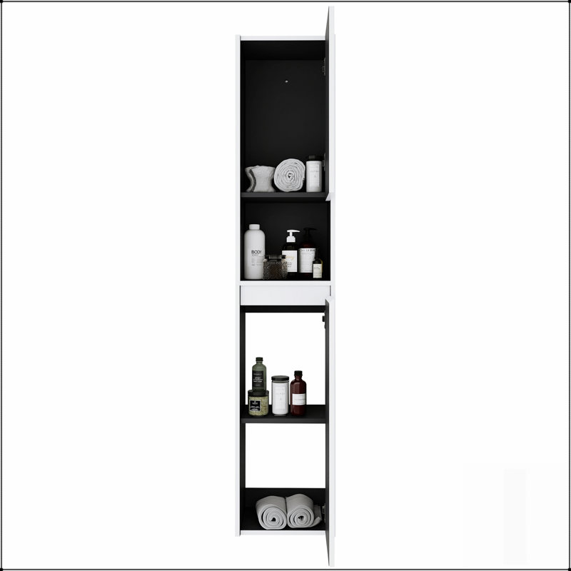 Armoire de salle de bain moderne moderne de 12 pouces avec portes à fermeture douce et fixation flottante pour un rangement élégant