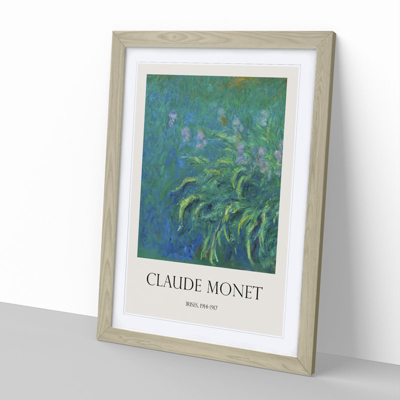 Irises by Claude Monet - Picture Frame Art Prints, Oak Framed, 65cm H x 48cm W x 2cm D