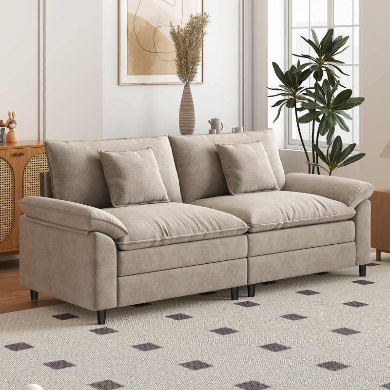 83.9-Inch Modular Sectional In Chenille Fabric, Camel