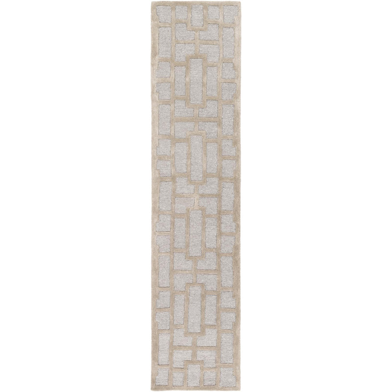 Perpetua Hand Tufted Wool Geometric Indoor Rug, Runner 2'3" x 14'