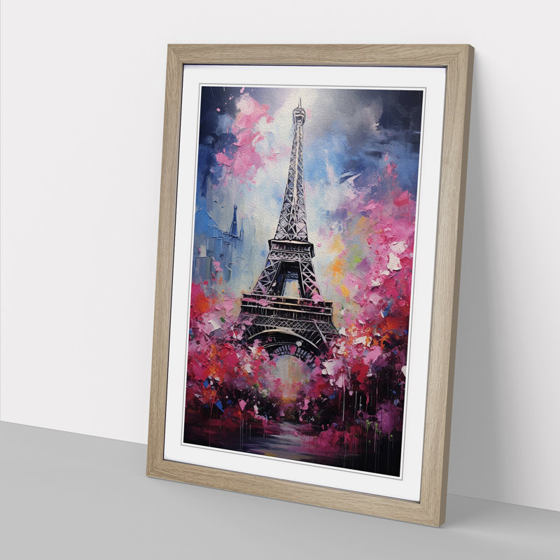 Eiffel Tower Contemporary - Single Picture Frame Print on Wood, 64" H x 46" W x 2" D, Oak