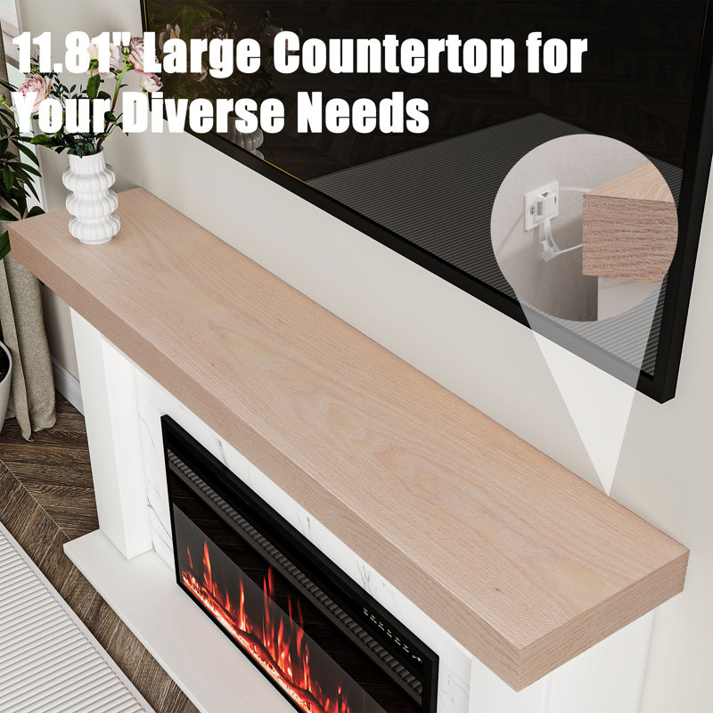 Hanniel Simple Surround Electric Fireplace, White+Marble