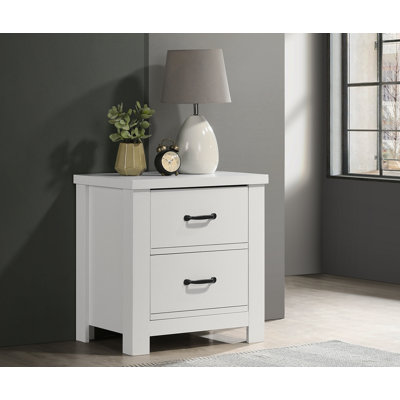Table de chevet blanche à 2 tiroirs l 21,5 po Cosmo