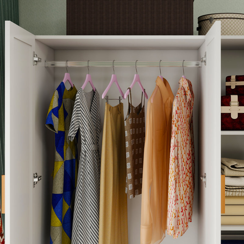 Armoire-penderie autoportante avec miroir, garde-robe blanche moderne pour rangement