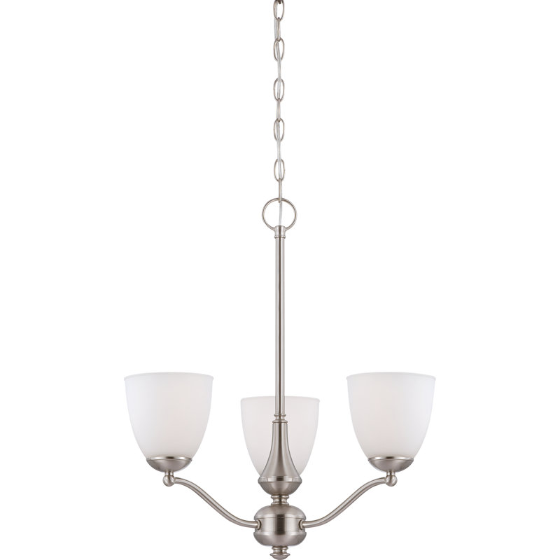 Lustre classique/traditionnel ombré 3 lumières Royst, Nickel brossé, A19
