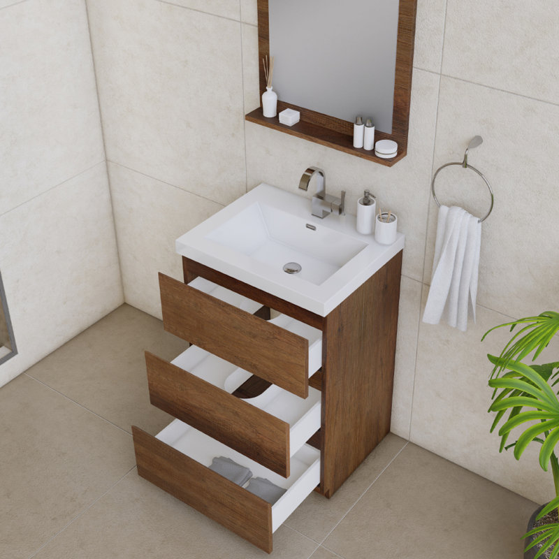 Ensemble de meuble-lavabo simple 24 po Arjina, Bois de rose