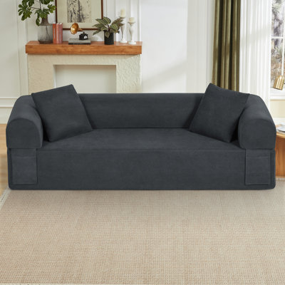 82.7" Boneless Futon Sofa Bed, Compression Foam Couch Bed With 2 Pillows - No Assembly Required