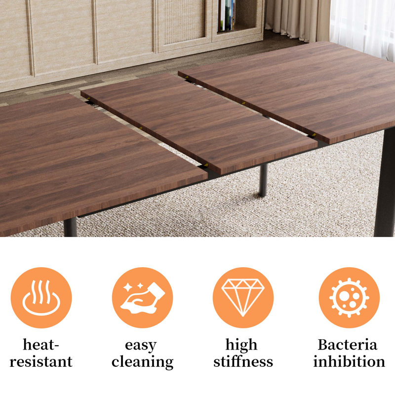 Modern Kitchen Dining Set, 63'' to 78.7'' Extendable Dining Table with 34.2"H Dining Chairs(Table 6Chairs), Black
