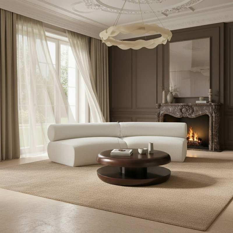 Canapé modulaire rembourré 108 po Bale, Tissu chenille crème