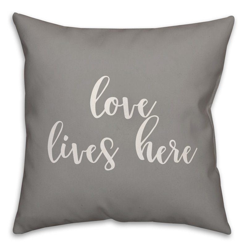  Coussin Love Lives Here, Gris, Housse de coussin