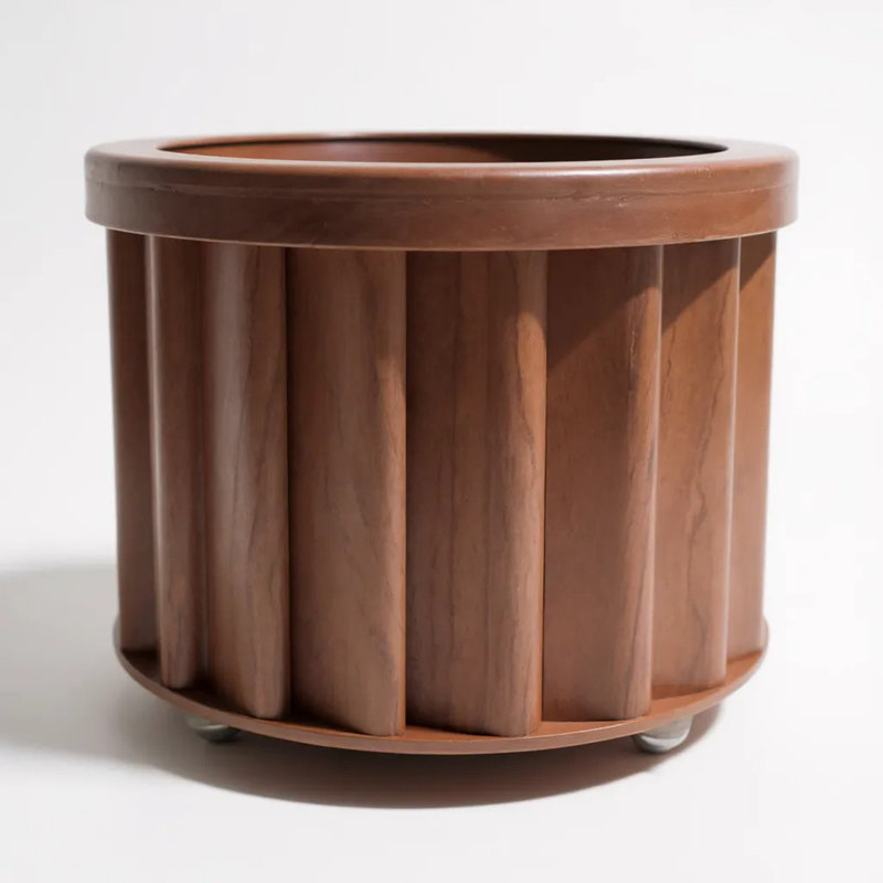 Round Strata Planter, 6.25" H x 8.38" W x 8.38" D, Dark Brown
