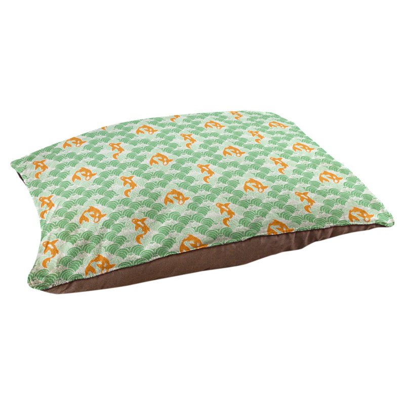 Coussin d’ondulations koi fish Byrge, Moyen (l 30 po x P 10 po x H 20 po), Vert mer / jaune
